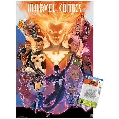 Комиксы Marvel Comics - Празднование 80-летия Marvel - Настенный плакат без рамки с прозрачными кнопками в комплекте
