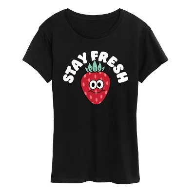 Женская футболка Instant Message Strawberry, чёрная