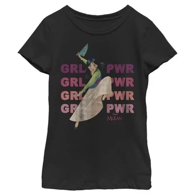 Футболка Girl's Girl Power Pose для девочек, черная