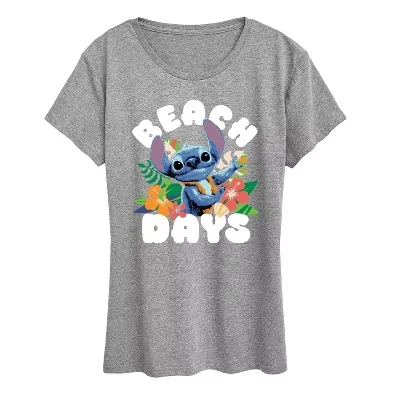 Женская футболка Lilo & Stitch Beach Days с принтом, серая