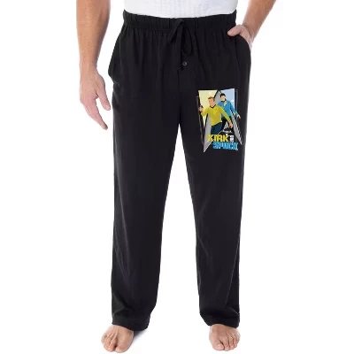 The Original Series Men's TOS Captain Kirk And Spock Lounge Pajama Pants Black black