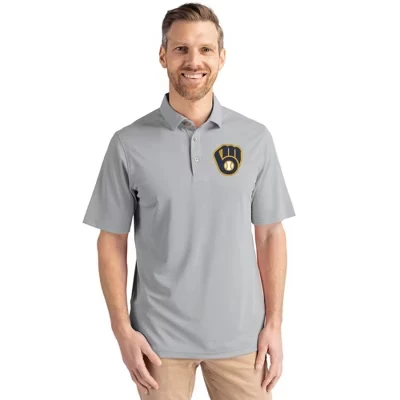 Мужские поло Milwaukee Brewers Virtue Eco Pique из переработанного материала, большие и высокие, отполированные до блеска