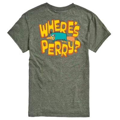 Мужская футболка Where's Perry с коротким рукавом и рисунком зеленого цвета.