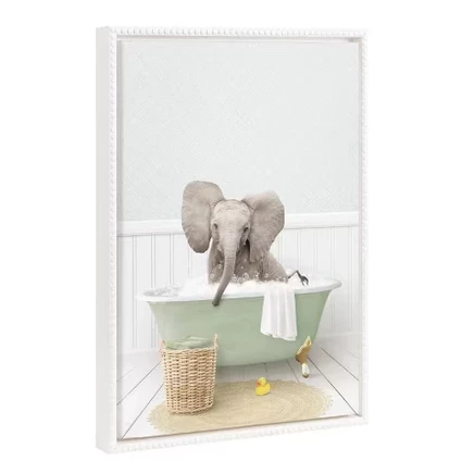 Картина в раме Kate & Laurel Sylvie «Baby Elephant», 46×61 см, белая