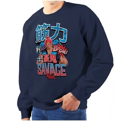Мужская толстовка с круглым вырезом иероглифа Street Fighter Savage Akuma, лицензированная
