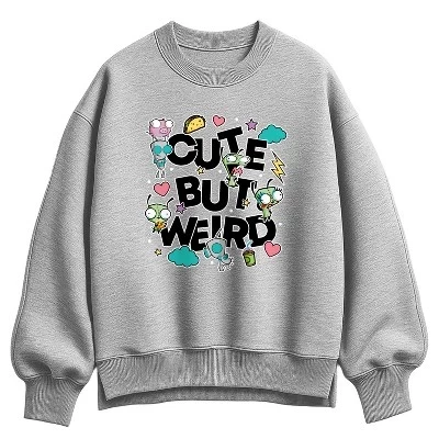 Женский свитшот Invader Zim Cute But Weird GIR, серый