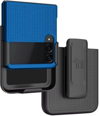 Комбинированный тонкий чехол-кобура с зажимом для ремня для телефона Samsung Galaxy Z Flip 3 (SM-F711, 2021) синий
