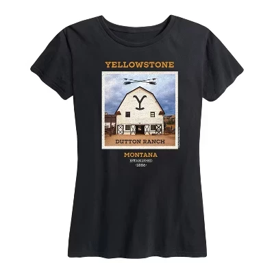 Женская футболка с коротким рукавом Dutton Ranch Barn с графическим рисунком, черная