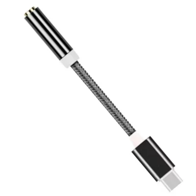 Аудио-адаптер Sanoxy USB-C — 3,5 мм в оплётке, черный