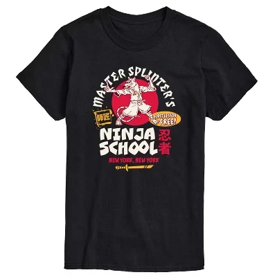 Мужская футболка Master Splinters Ninja School с коротким рукавом и графическим рисунком, черная