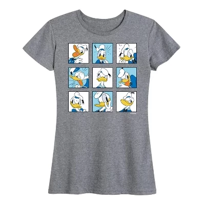 Женская футболка Disney Donald Grid с принтом, серая