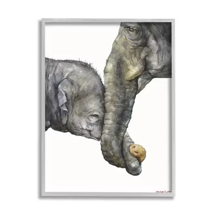 Картина Stupell Industries, слоны, 28×36 см, серая