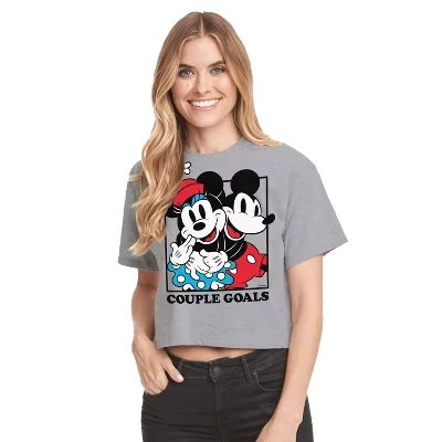 Женская футболка Disney «Микки и Минни», серая