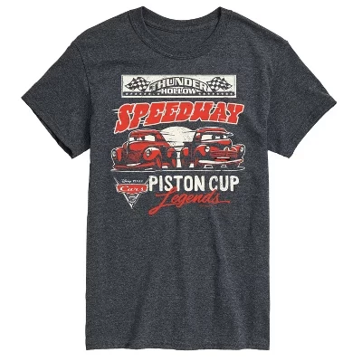 Мужская футболка Thunder Hollow Speedway Piston Cup Legends с коротким рукавом и графическим рисунком heather charcoal