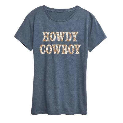 Женская футболка Howdy Cowboy с коротким рукавом и рисунком heather blue