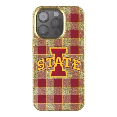 Чехол для мобильного телефона NCAA Big 12 Universities в клетку с золотыми украшениями для Apple iPhone cyclones штата Айова