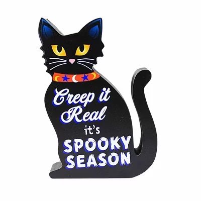 Декор Ganz Halloween Block Talk, 14 см, с котом