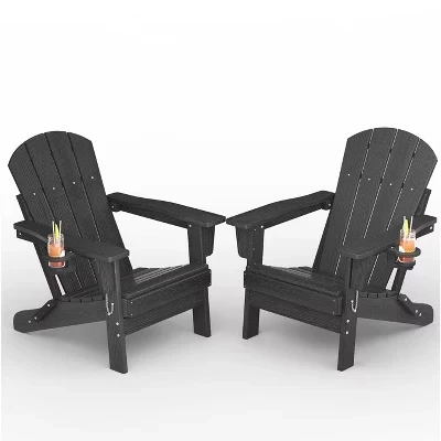 Складной стул Adirondack | Устойчивый к атмосферным воздействиям полиэтилен высокой плотности с текстурой дерева | Вместимостью 380 фунтов из синтетического дерева для патио | для улицы, веранды, сада