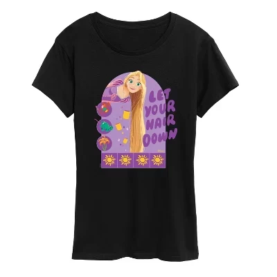 Женская футболка Disney Rapunzel с принтом, черная