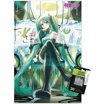 Hatsune Miku - Circuit Lab Tech Печатает настенные плакаты без рамки в комплекте с прозрачными кнопками