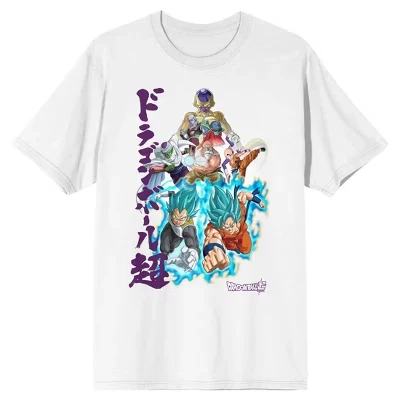 Dragon Ball Super Super Saiyan Blue Characters Взрослая белая футболка с круглым вырезом и коротким рукавом белого цвета
