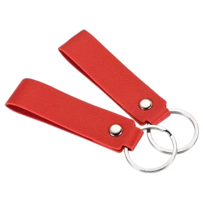 Брелок Unique Bargains круглый из PU-кожи, 2 шт., красный