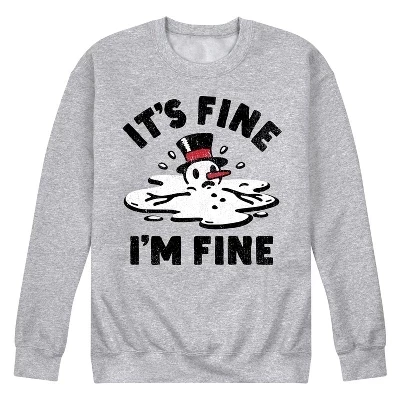 Мужская флисовая толстовка Its Fine Im Fine со снеговиком и рождественским рисунком athletic heather