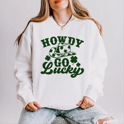 Унисекс-свитшот Simply Sage Market Howdy Go Lucky, белый
