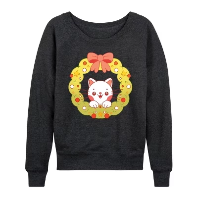 Женский лонгслив Instant Message Chibi Cat, угольно-серый