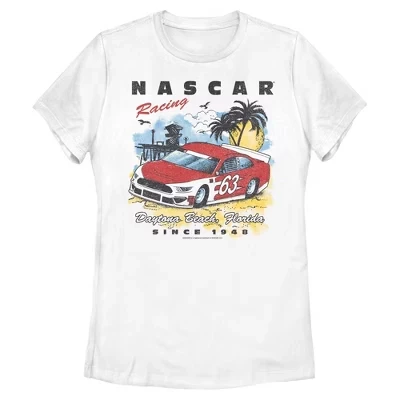 Женская летняя пляжная футболка Racing Car 63 белого цвета