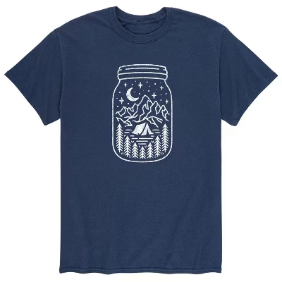 Мужская футболка Mason Jar Camping с коротким рукавом и графическим принтом, синяя
