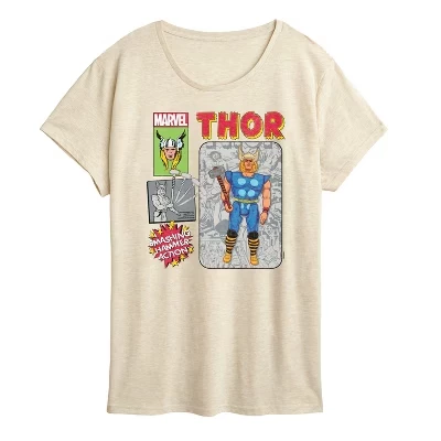 Women's -  - Thor Action Figure Short Sleeve Graphic T-Shirt birch