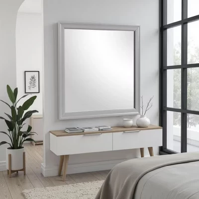 Зеркало Royal Hampton Ryla 38″ квадратное в деревянной раме, серое