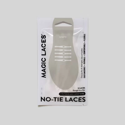 Шнурки Magic Laces без завязок для взрослых, белые, 14 шт