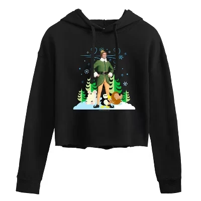 Женское укороченное худи Elf «Бадди и куклы», черное