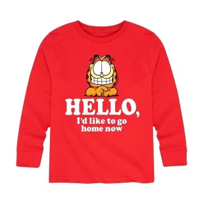 Привет, Иди домой, футболка с длинным рукавом и рисунком красного цвета