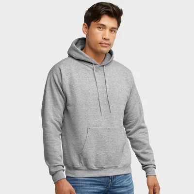 Унисекс-худи Hanes EcoSmart, флисовое, светло-серое