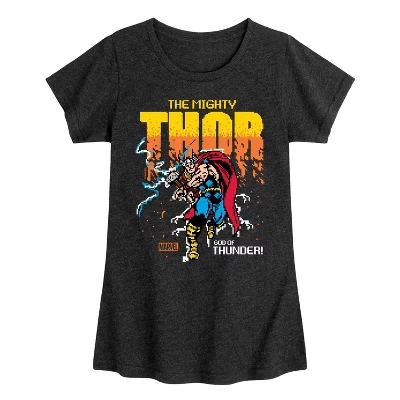 Футболка для девочек Marvel Тор, приталенная, черная