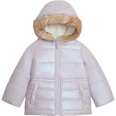 Классическая парка для девочек OSHKOSH B'GOSH с капюшоном из искусственного меха сиреневого цвета