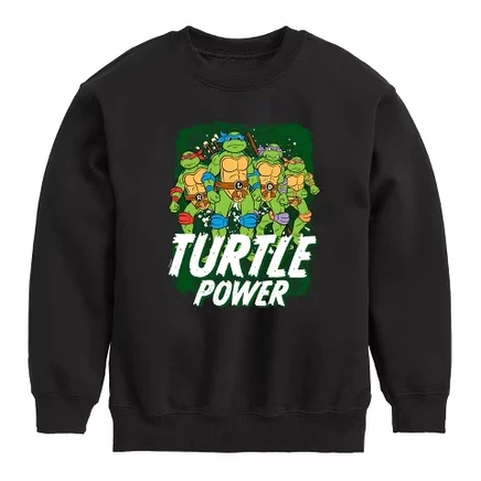 Свитшот для мальчиков TMNT Turtle Power, флисовый, черный