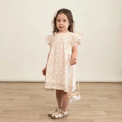 Органическое развевающееся платье с коротким рукавом - Gardenia гардения