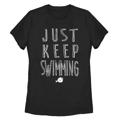 Женская футболка Keep Swimming черного цвета