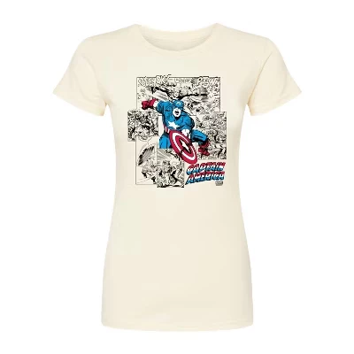 Женская футболка Marvel Captain America Jump с принтом, натуральная