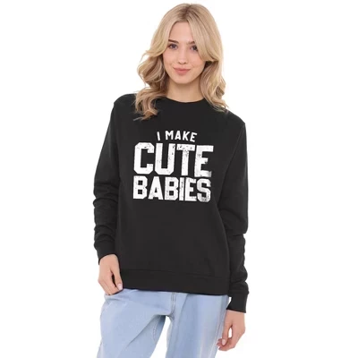 Женская толстовка I Make Cute Babies Arch Crew черного цвета
