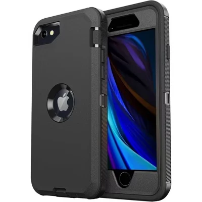 Чехол, совместимый с iPhone 8/7 / SE - Трехслойная сверхпрочная защита черного цвета