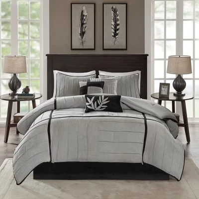 Комплект постельного белья Elegant Casual Blocks Design из 7 предметов, Всесезонный комплект постельного белья, Уютный домашний текстиль для спальни класса Люкс, Юбка для кровати в тон, Декоративные подушки
