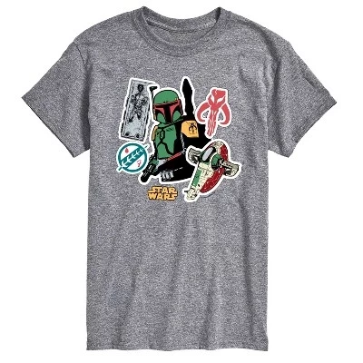 Мужская футболка с короткими рукавами и графическим рисунком Boba Stickers athletic heather