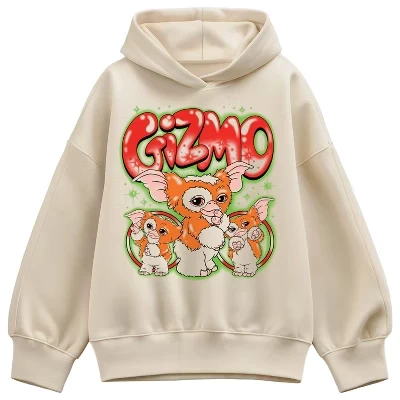Женская толстовка с капюшоном Gizmo Airbrush из флиса оверсайз кремового цвета
