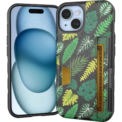 Стильный чехол-портмоне для iPhone 15 - Wallet Slayer Vol 2 с подставкой для кредитных карт leaf me alone