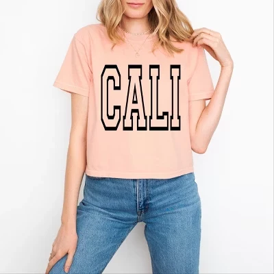 Облегающий укороченный топ Cali Bold персикового цвета